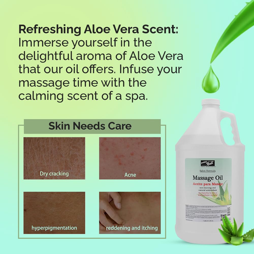 PRO NAIL Massage Oil with Aloe Vera | 128 Oz – Full Body Massage, Mani & Pedi Therapy