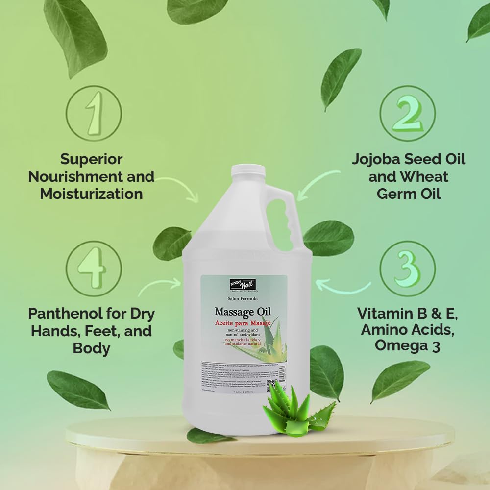 PRO NAIL Massage Oil with Aloe Vera | 128 Oz – Full Body Massage, Mani & Pedi Therapy