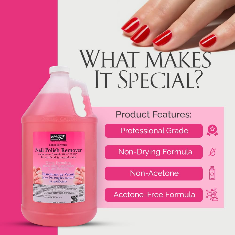PRO NAIL Non-Acetone Nail Polish Remover – Professional, Maximum Strength, 1 Gallon