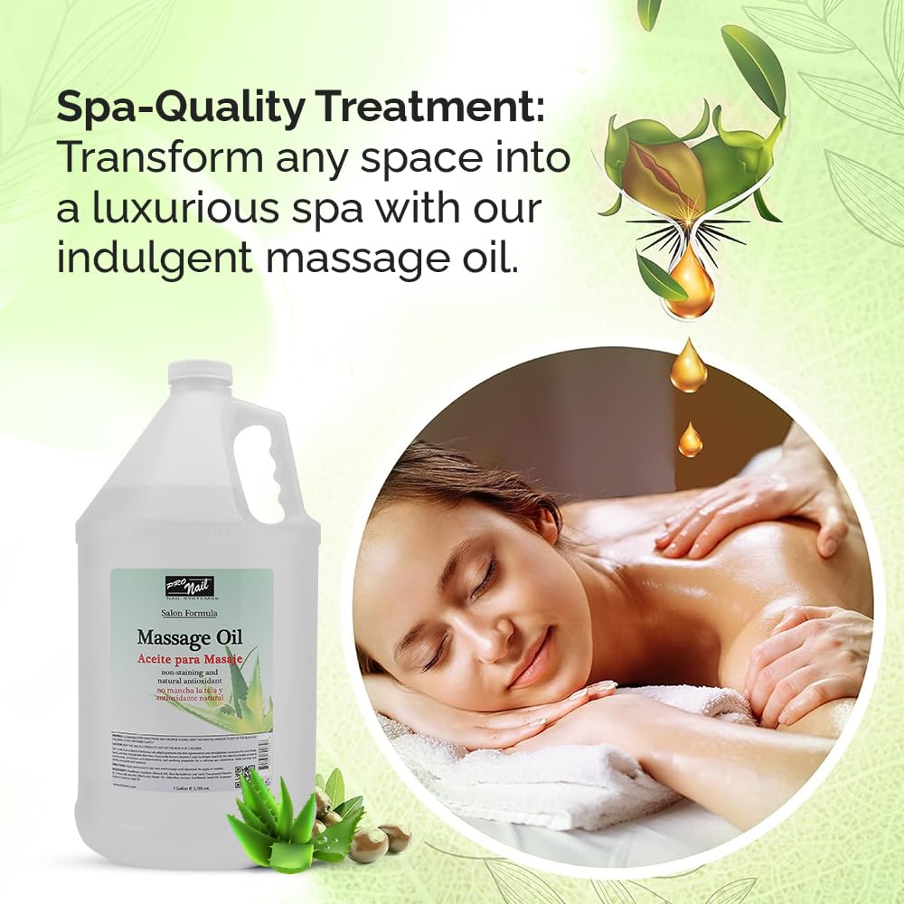 PRO NAIL Massage Oil with Aloe Vera | 128 Oz – Full Body Massage, Mani & Pedi Therapy