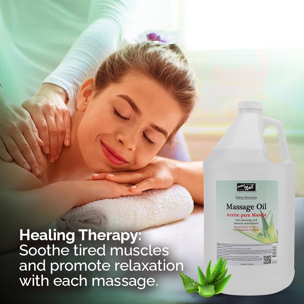 PRO NAIL Massage Oil with Aloe Vera | 128 Oz – Full Body Massage, Mani & Pedi Therapy