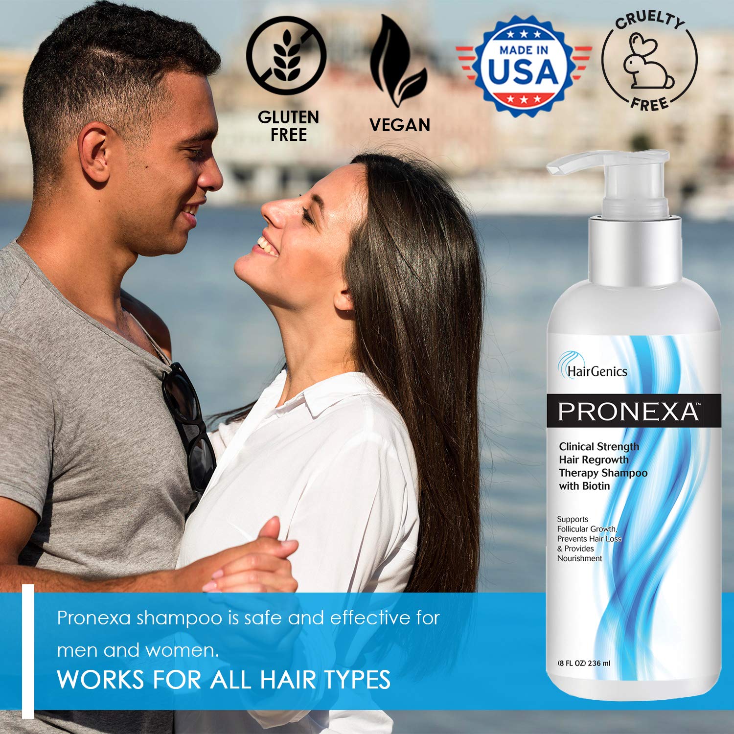 Pronexa Hairgenics Clinical Strength Hair Growth Shampoo with Biotin, Collagen & DHT Blockers – 8 fl oz