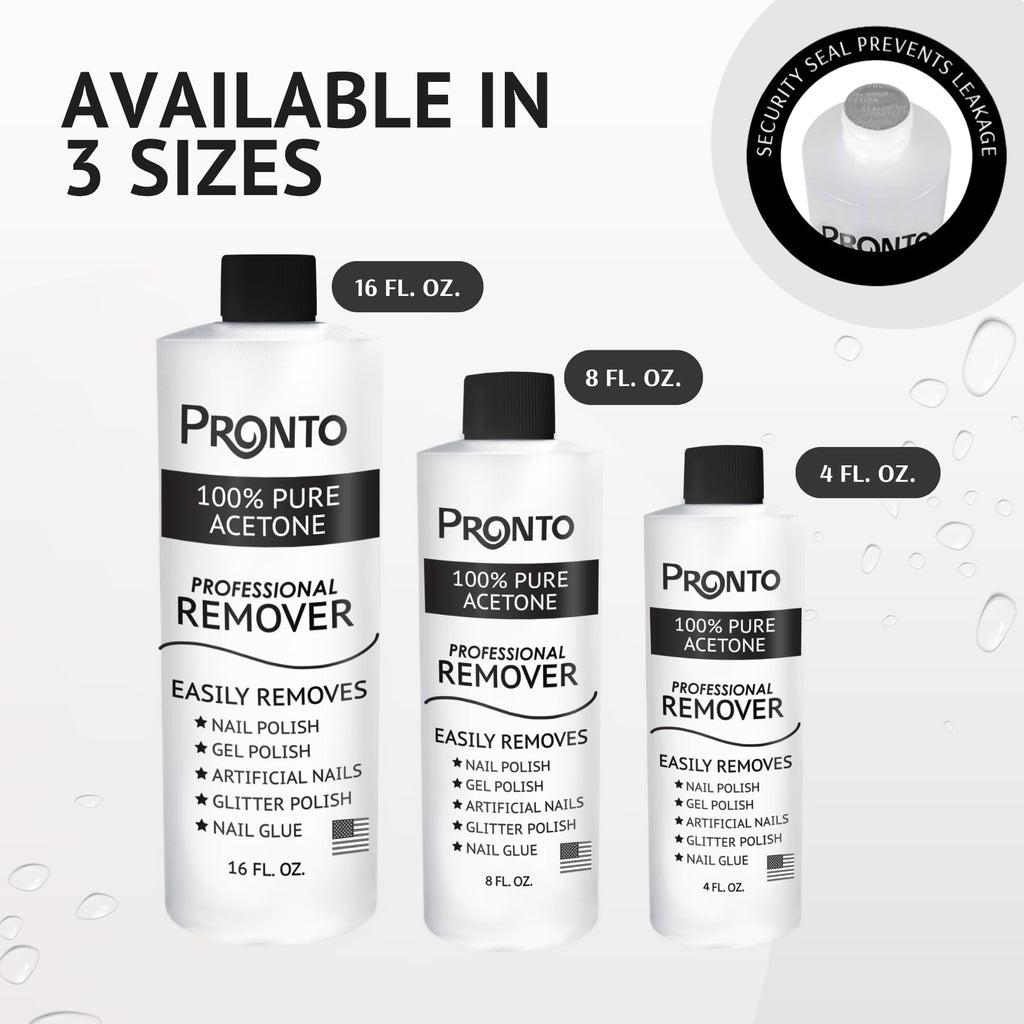 Pronto 100% Acetone Nail Polish Remover - 16 Fl Oz | Gel, Glue, & Acrylic Remover