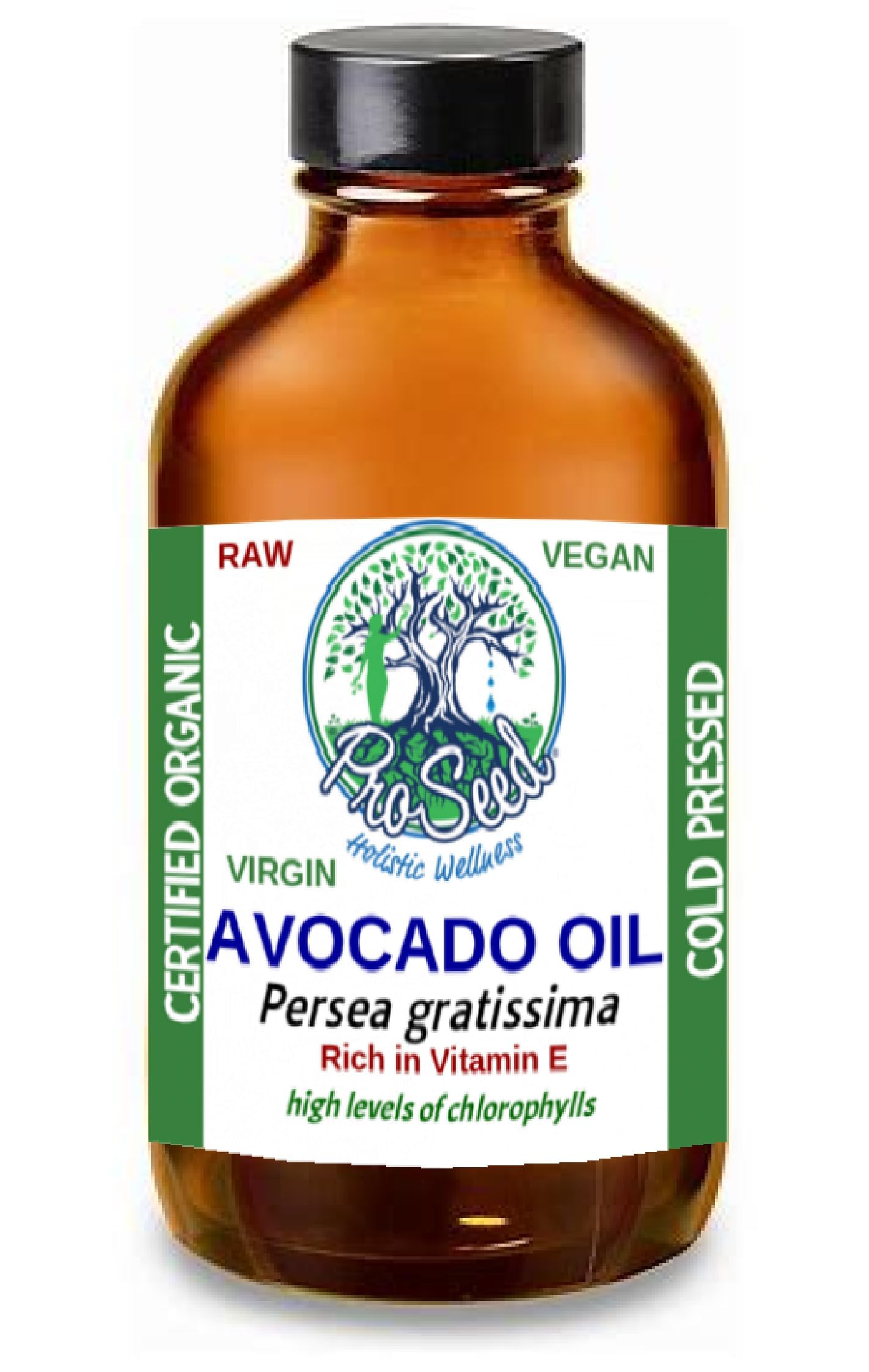 ProSeed Handmade Raw Avocado Oil – Pure Cold-Pressed, Unrefined, 4oz Glass Bottle