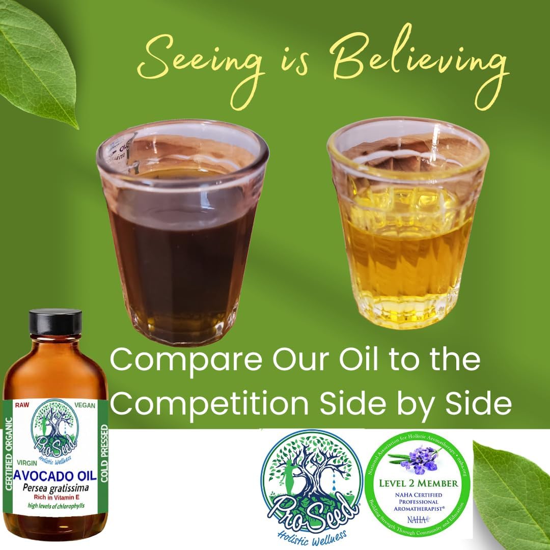 ProSeed Handmade Raw Avocado Oil – Pure Cold-Pressed, Unrefined, 4oz Glass Bottle