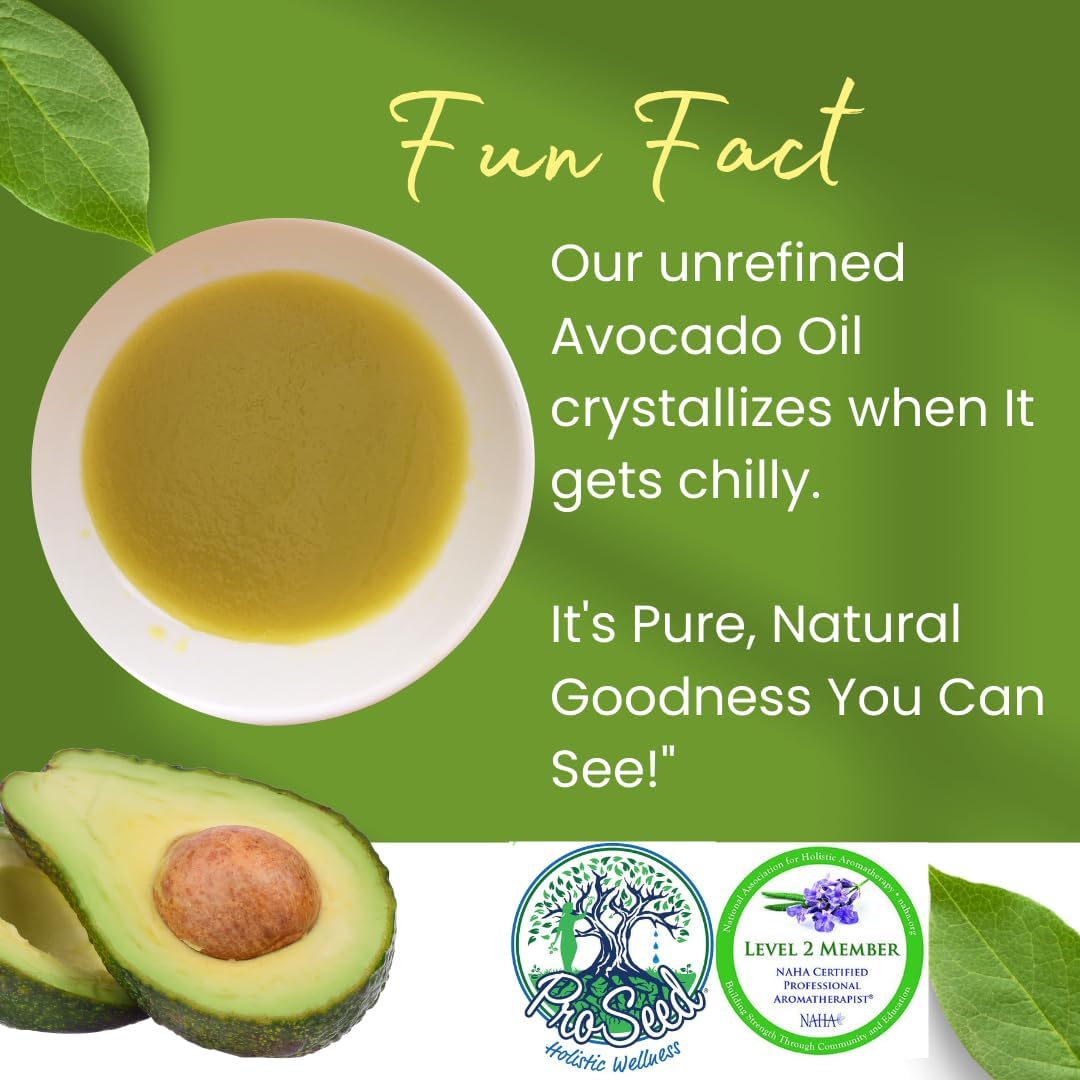 ProSeed Handmade Raw Avocado Oil – Pure Cold-Pressed, Unrefined, 4oz Glass Bottle