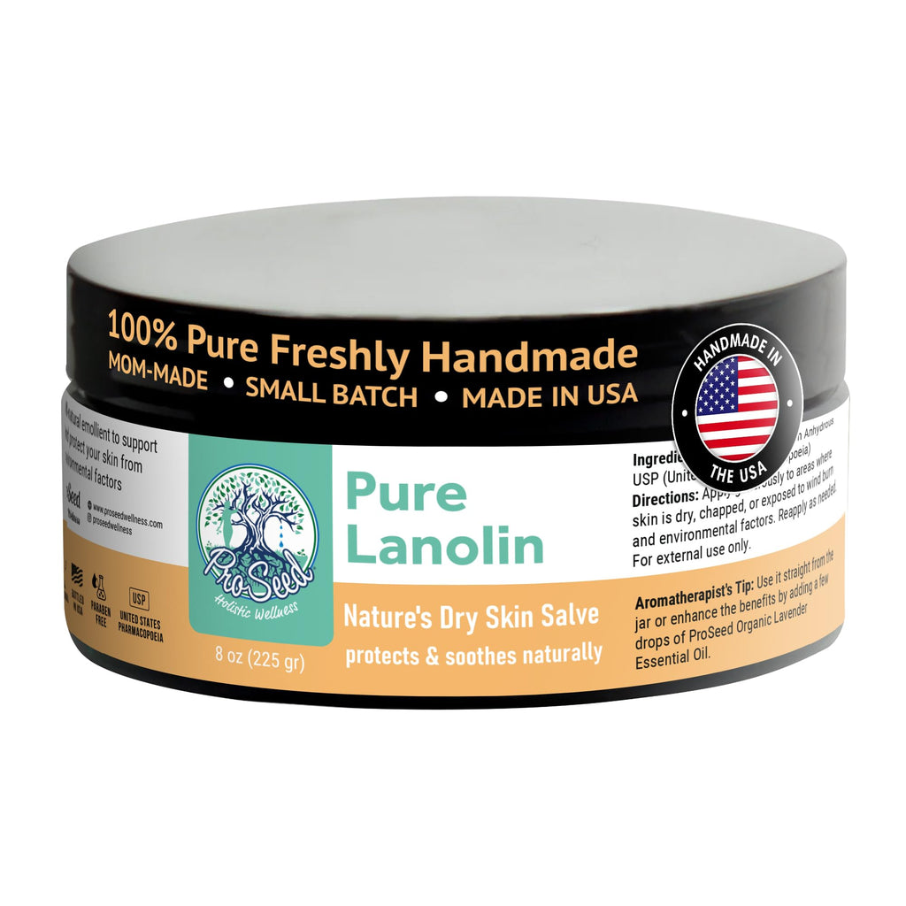 ProSeed Handmade Pure Lanolin Cream – Gentle, Petroleum-Free Moisturizer for Moms, Baby Care & Nursing (8oz)