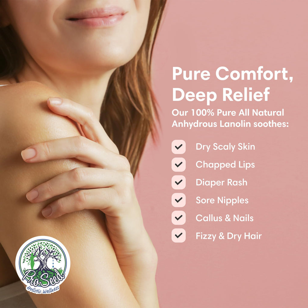 ProSeed Handmade Pure Lanolin Cream – Gentle, Petroleum-Free Moisturizer for Moms, Baby Care & Nursing (8oz)