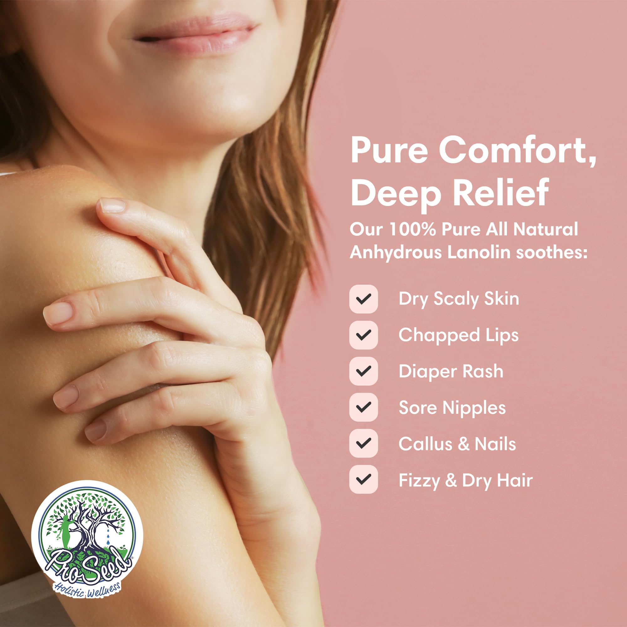 ProSeed Handmade Pure Lanolin Cream – Gentle, Petroleum-Free Moisturizer for Moms, Baby Care & Nursing (8oz)