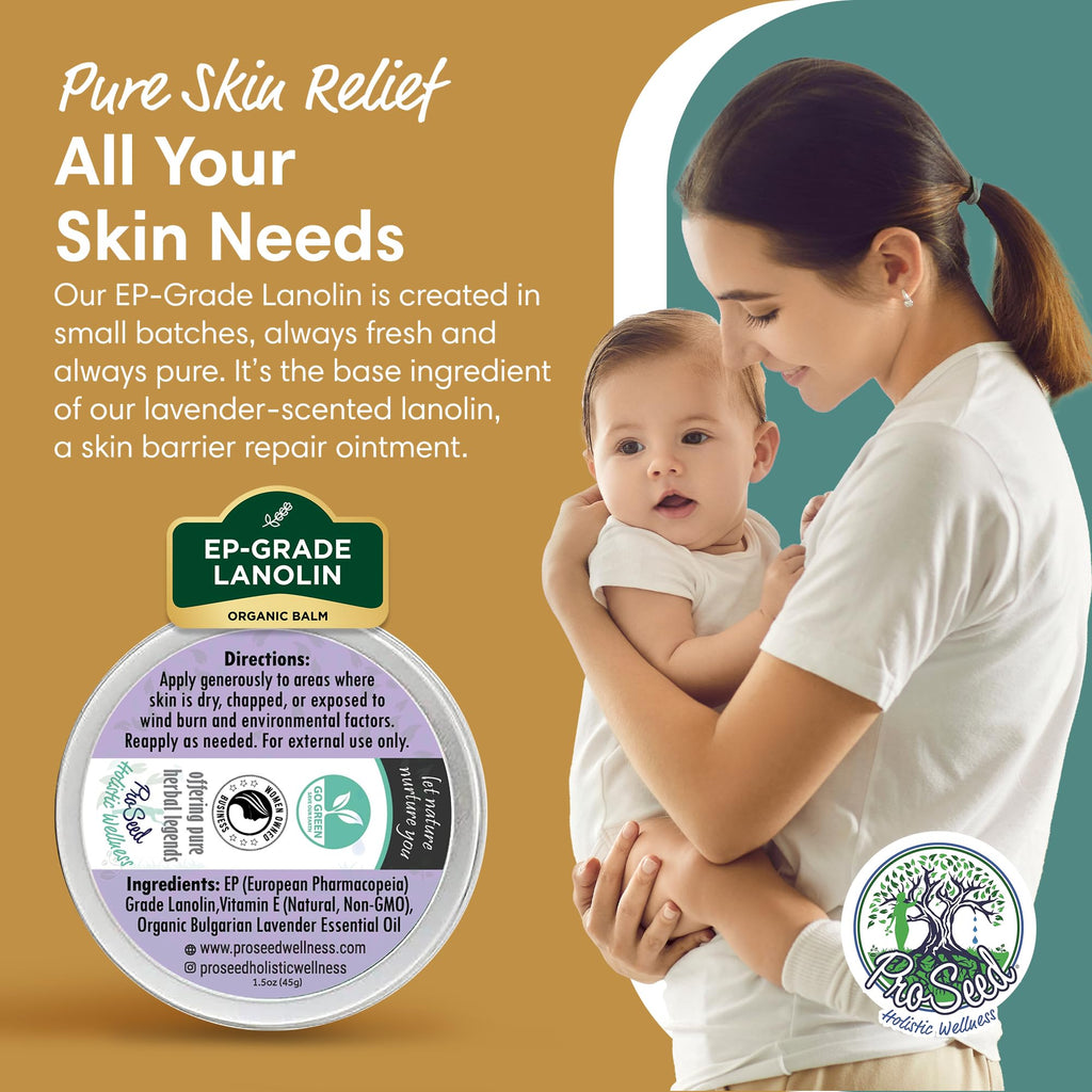 ProSeed Lanolin Cream with Lavender & Vitamin E – Nursing Balm for Mom, Baby & Dry Skin (1.5oz)