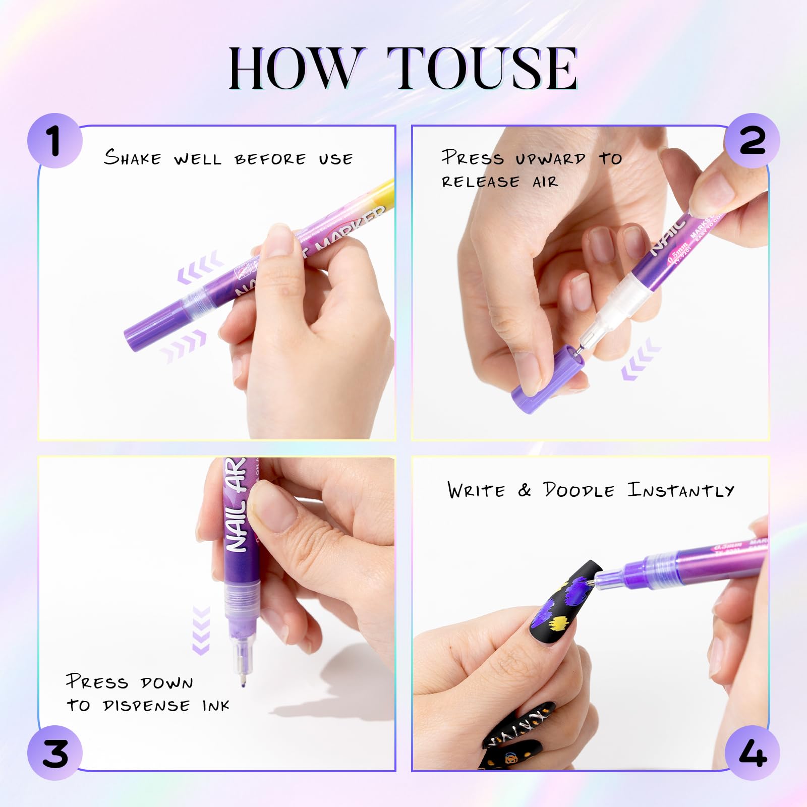 PROTECTMETER Nail Art Pens — 12 Colors, 0.5mm Fine Tip, Quick-Dry Water-Based Kit