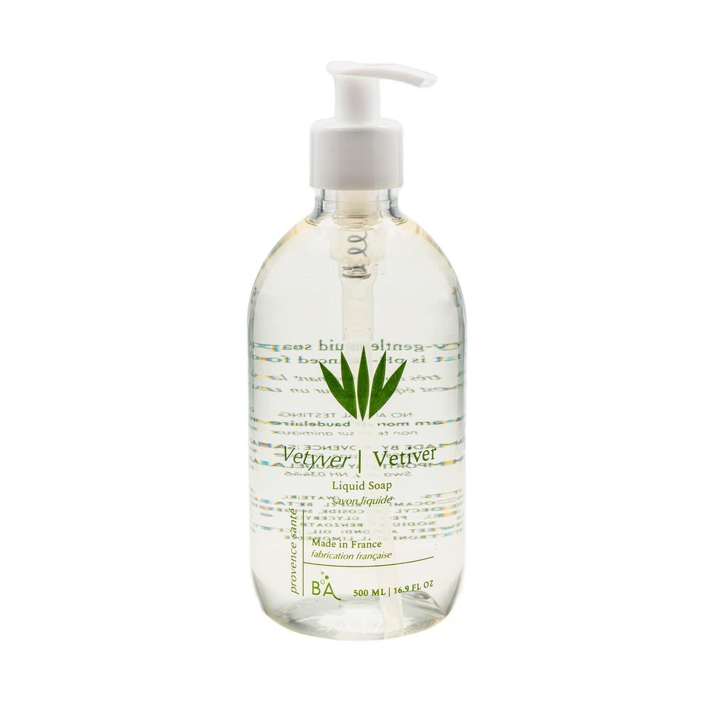 Provence Sante Natural Liquid Soap - Moisturizing Almond Oil Hand Soap with Vetiver Scent - Elegant Pump Dispenser (16.9 oz)