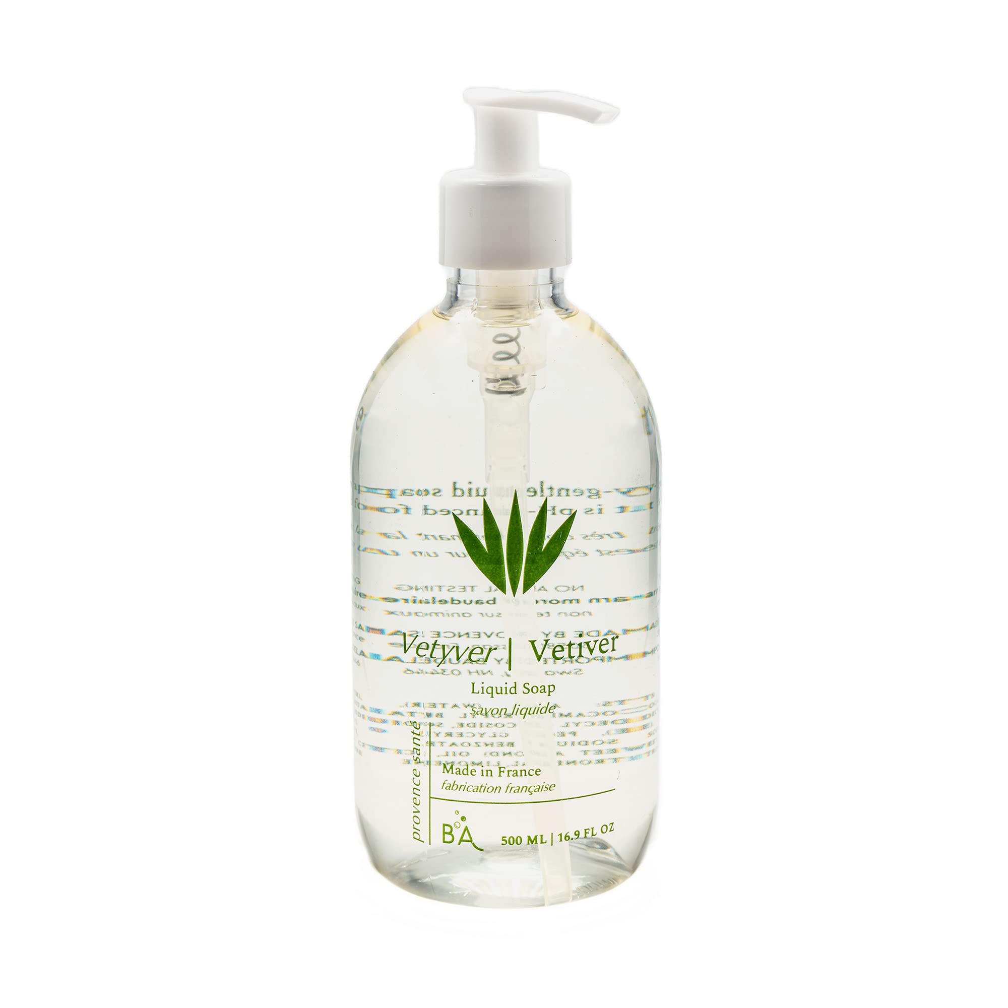 Provence Sante Natural Liquid Soap - Moisturizing Almond Oil Hand Soap with Vetiver Scent - Elegant Pump Dispenser (16.9 oz)