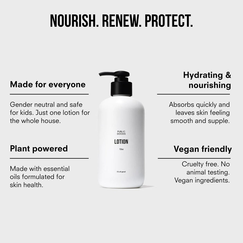 Public Goods Body & Hand Lotion – Hydrating Daily Moisturizer for All Skin Types | Paraben & Sulfate Free | Made in Canada | 12 oz