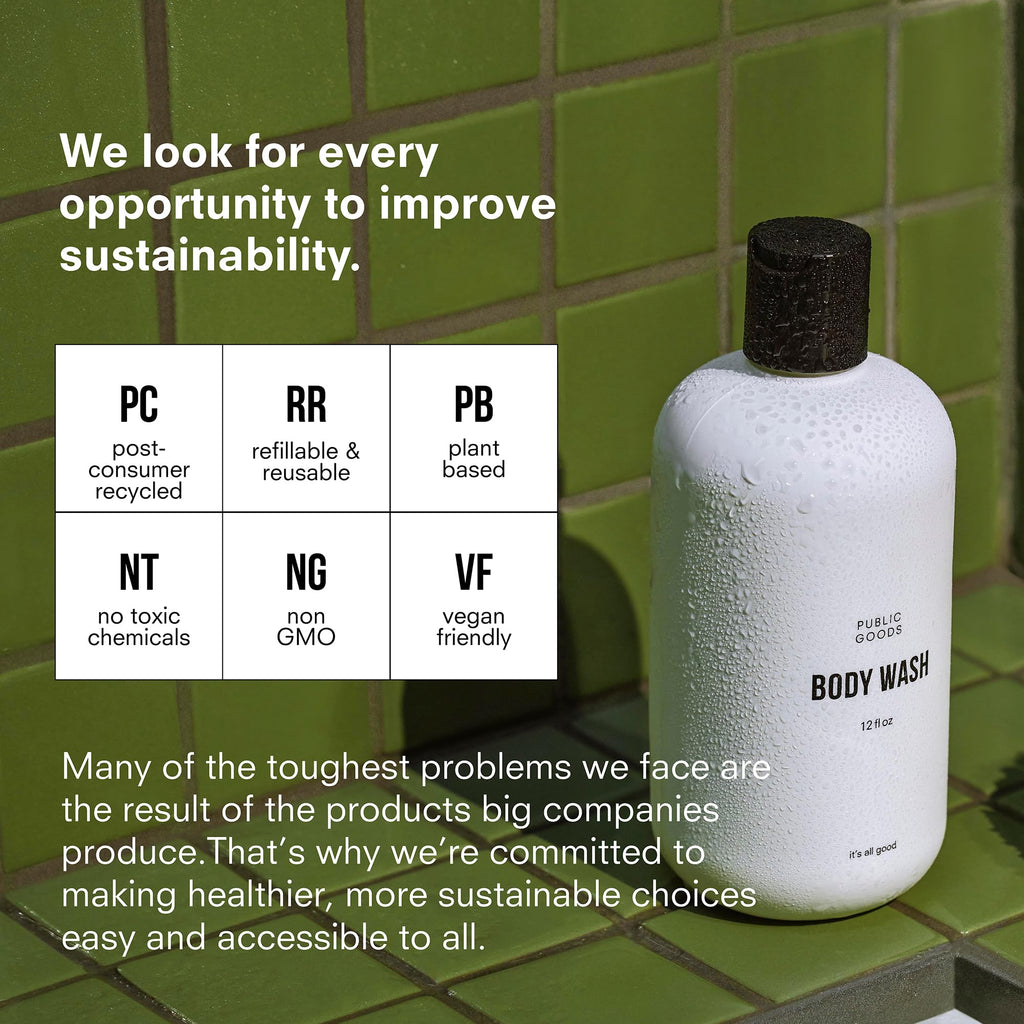 Public Goods Body Wash for Men & Women – Organic Essential Oils, Sulfate & Paraben Free | 12 oz