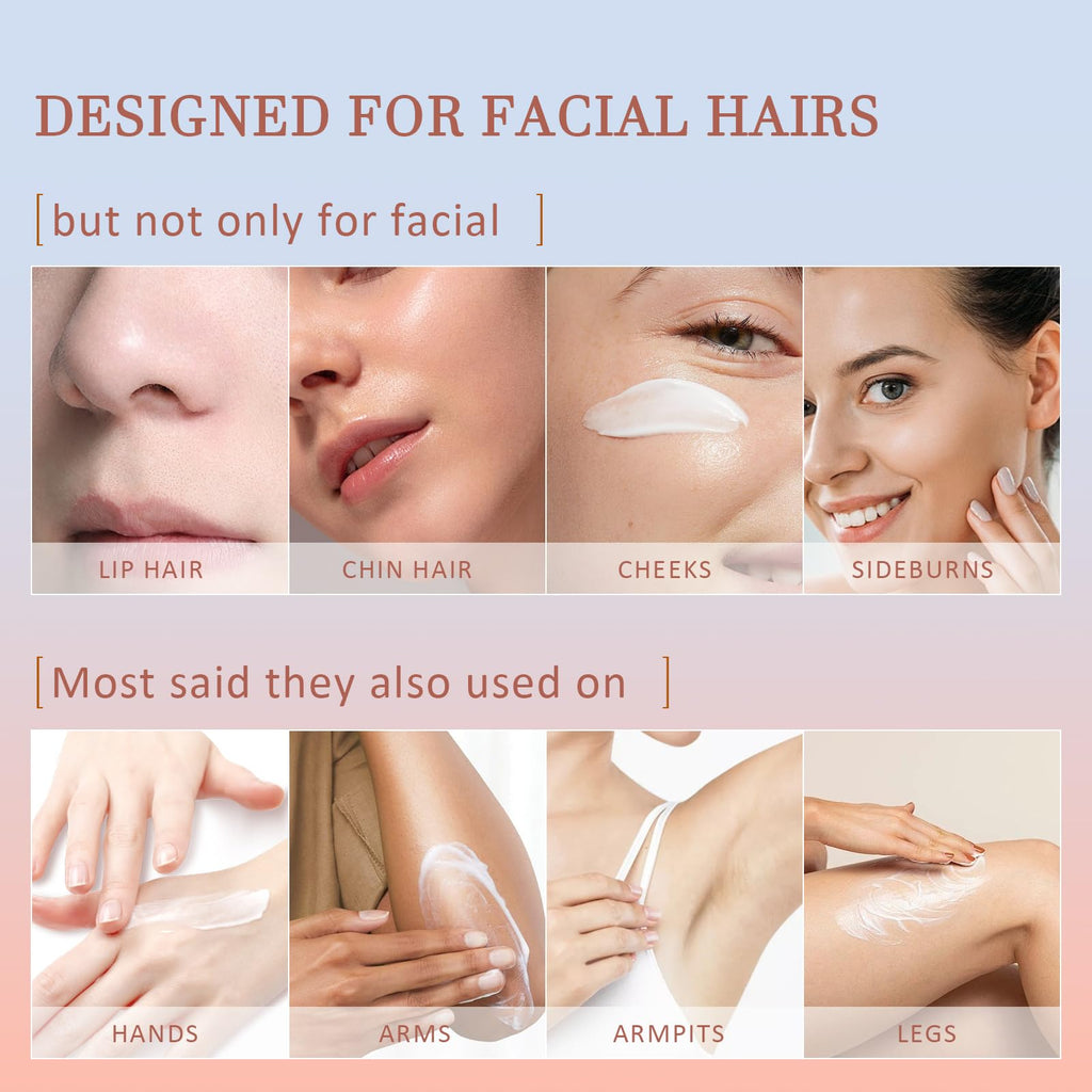PUILOG Facial Hair Removal Cream Kit for Women – Painless 4-Minute Upper Lip & Chin Hair Removal
