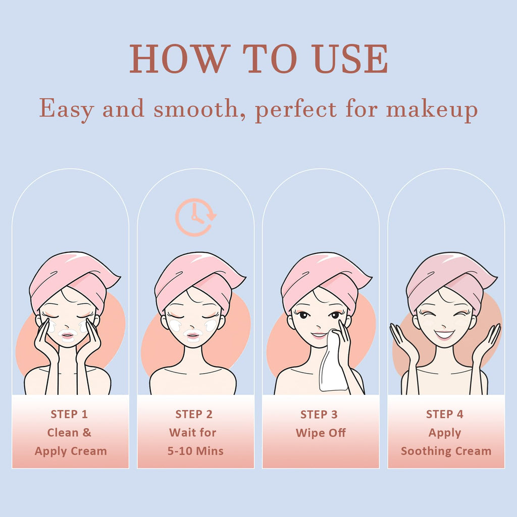 PUILOG Facial Hair Removal Cream Kit for Women – Painless 4-Minute Upper Lip & Chin Hair Removal