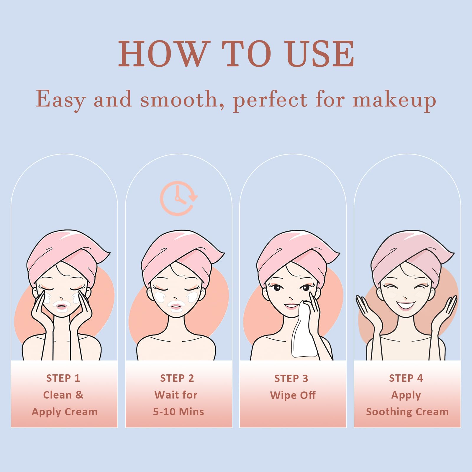PUILOG Facial Hair Removal Cream Kit for Women – Painless 4-Minute Upper Lip & Chin Hair Removal