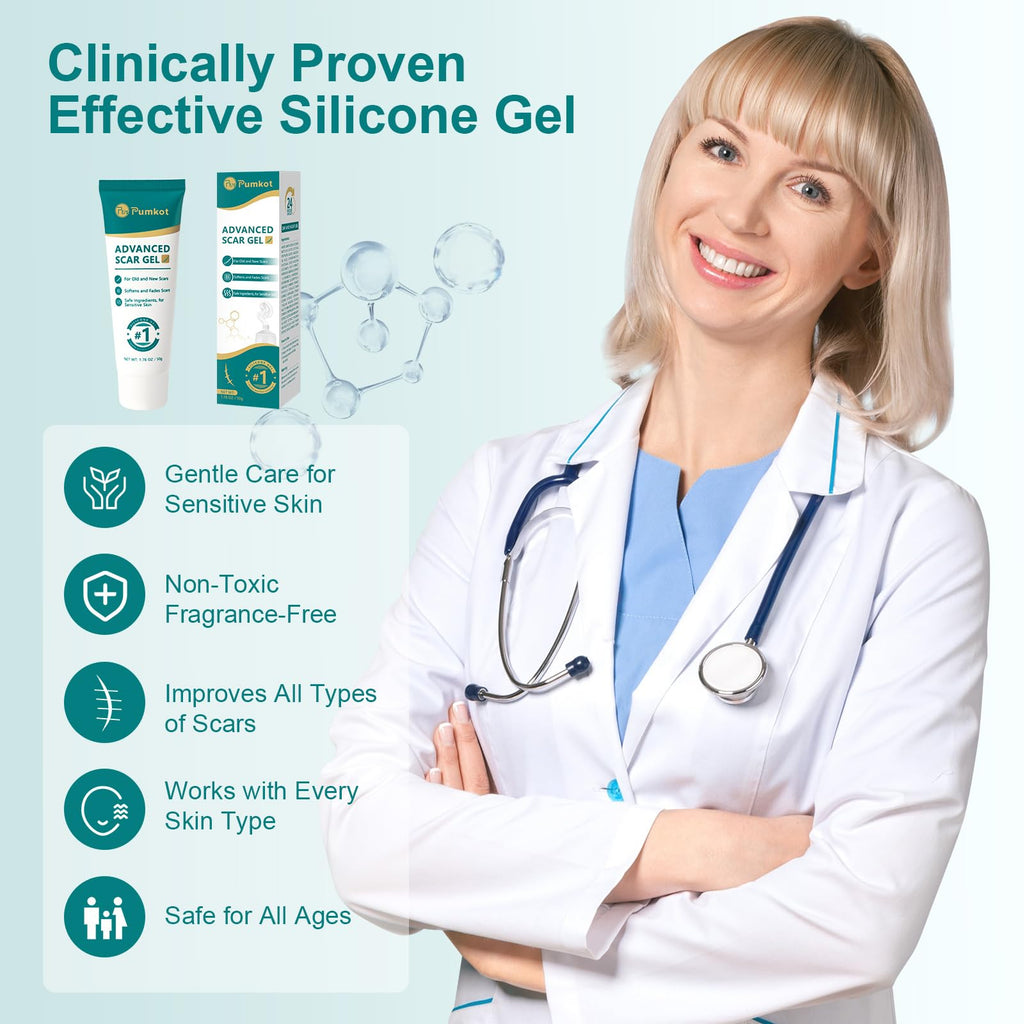 Pumkot Scar Cream Silicone Gel – Clinically Proven Scar Reduction, 1.76 oz