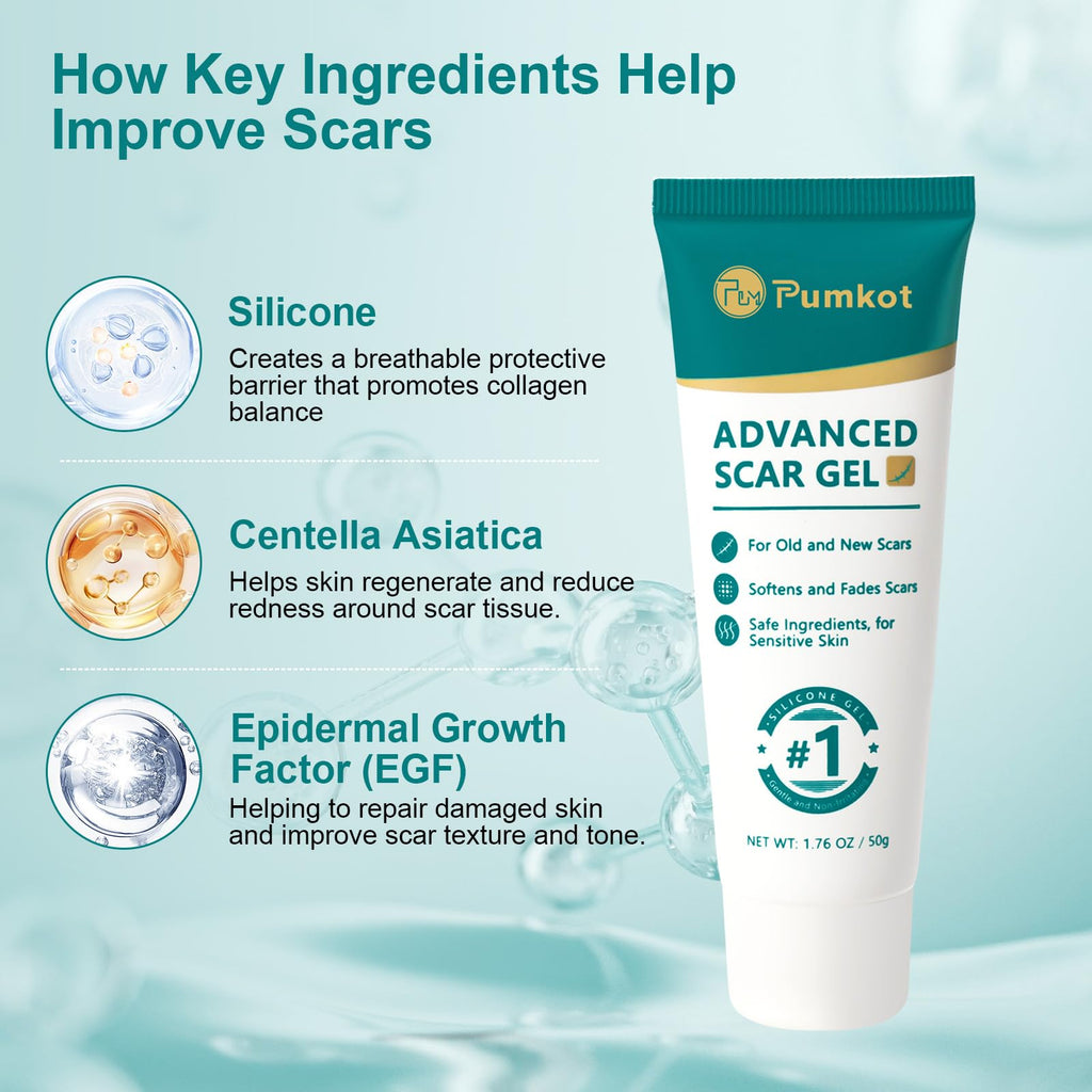 Pumkot Scar Cream Silicone Gel – Clinically Proven Scar Reduction, 1.76 oz