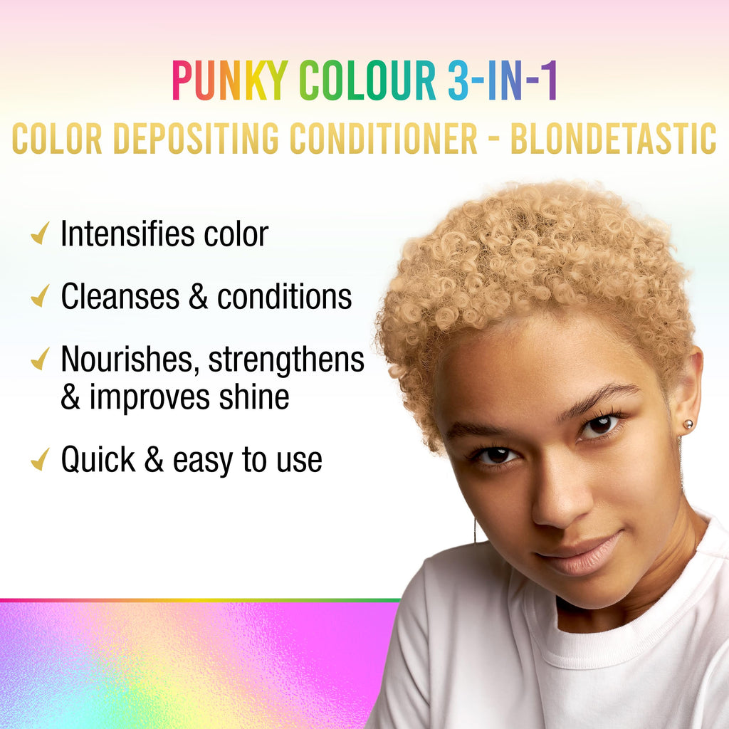 Punky Colour 3-in-1 Color Depositing Hair Cleanser & Conditioner – Blondetastic, 8.5 oz