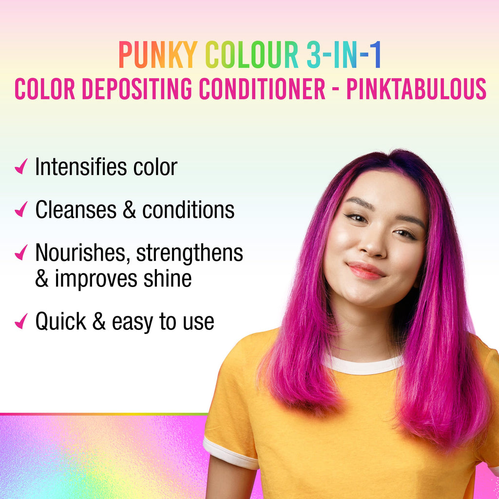 Punky Colour 3-in-1 Color Depositing Hair Cleanser & Conditioner – Pinktabulous, 8.5 oz