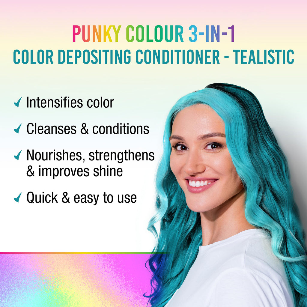 Punky Colour 3-in-1 Color Depositing Hair Cleanser & Conditioner – Tealistic, 8.5 fl oz