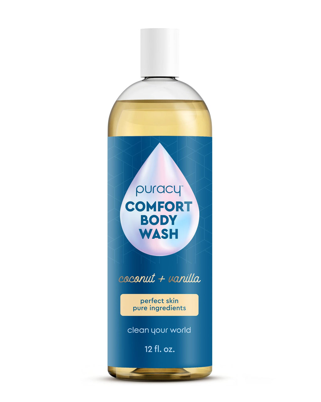 Puracy Body Wash – Natural Plant-Based Moisturizing Shower Gel for Dry Skin | Coconut Vanilla (12 oz)