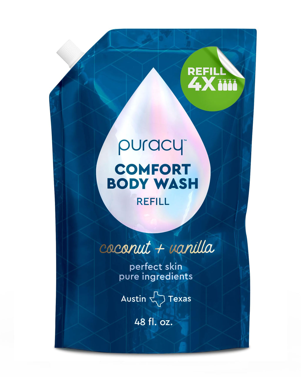 Puracy Body Wash – Natural Plant-Powered Shower Gel for All Ages (Coconut Vanilla, 48 oz Refill)