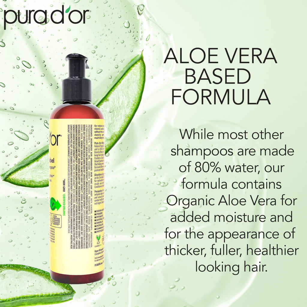 PURA D'OR Original Gold Label Biotin Shampoo – Thickening, Color-Safe, Earthy Scent