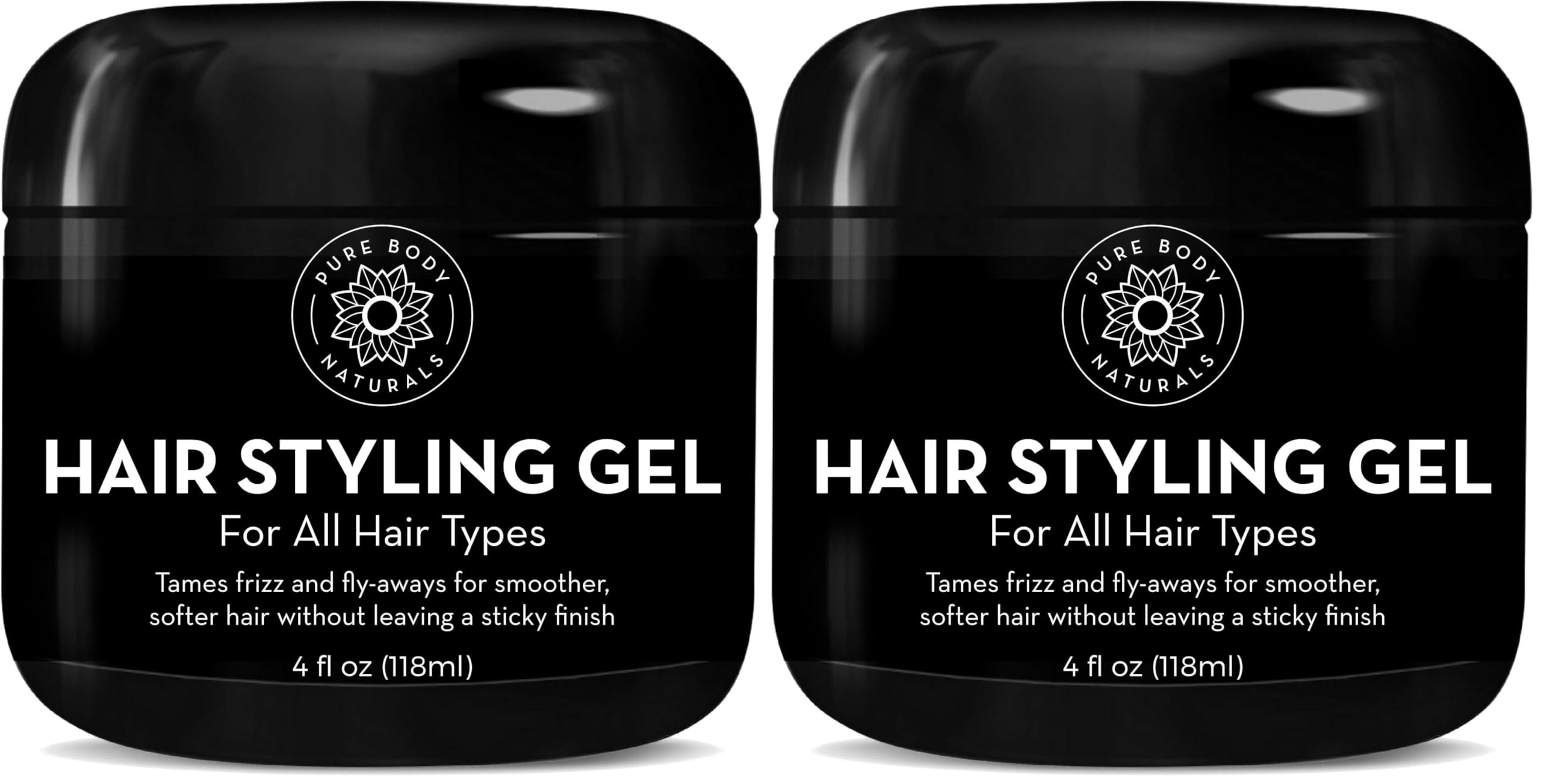 Pure Body Naturals Hair Gel for Men – 4 oz, Pack of 2 with Aloe