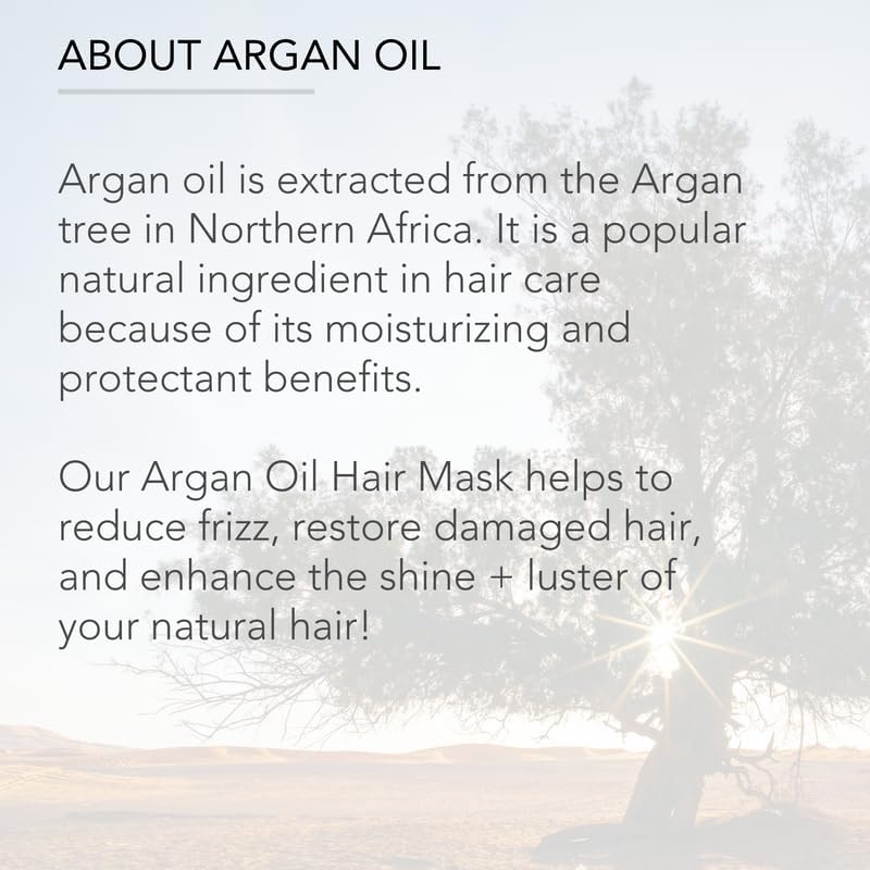 Pure Body Naturals Hair Mask | Argan Oil Deep Conditioning for Damaged & Curly Hair, 8 oz