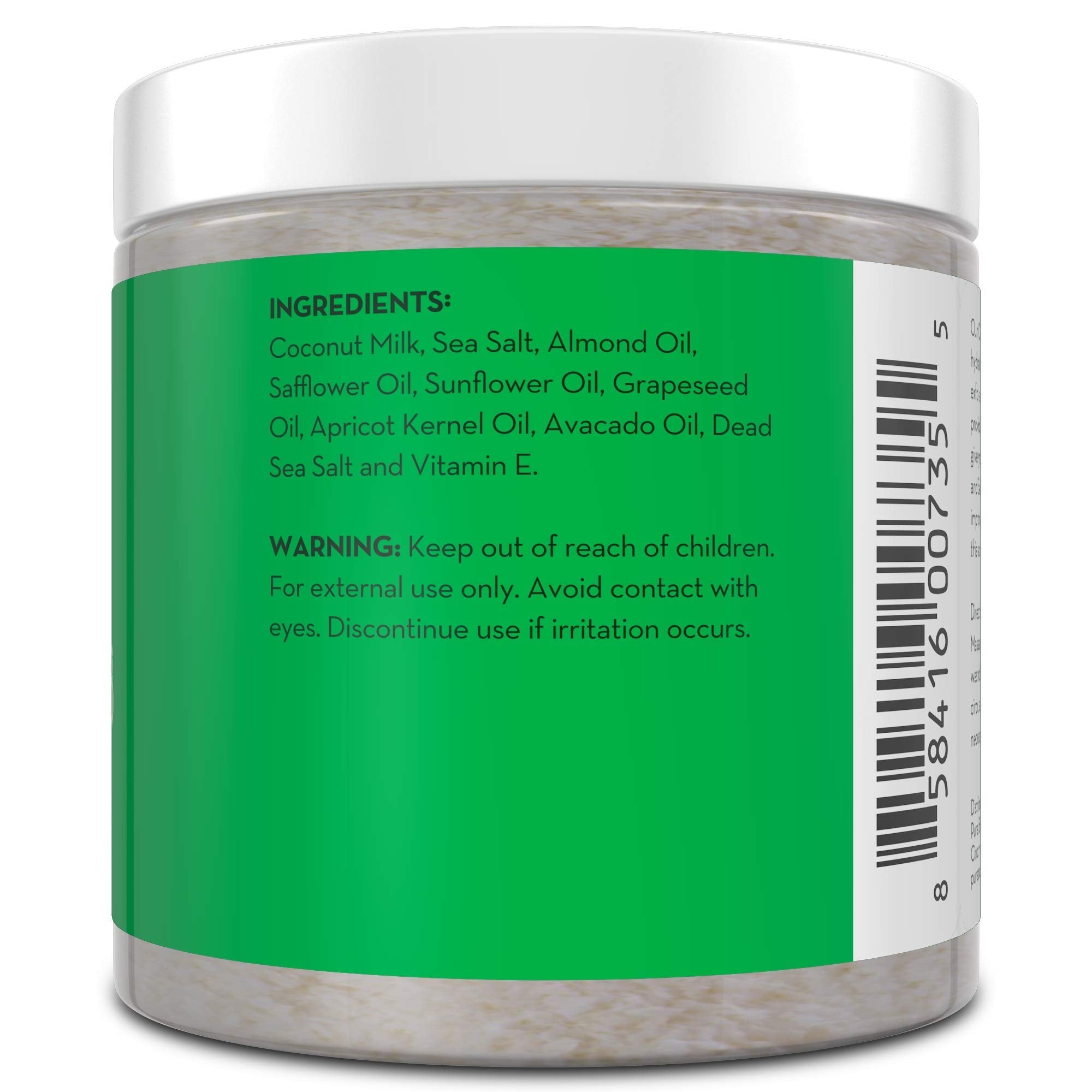 Pure Body Naturals Exfoliating Scrub with Coconut Milk & Dead Sea Salt – 12 oz