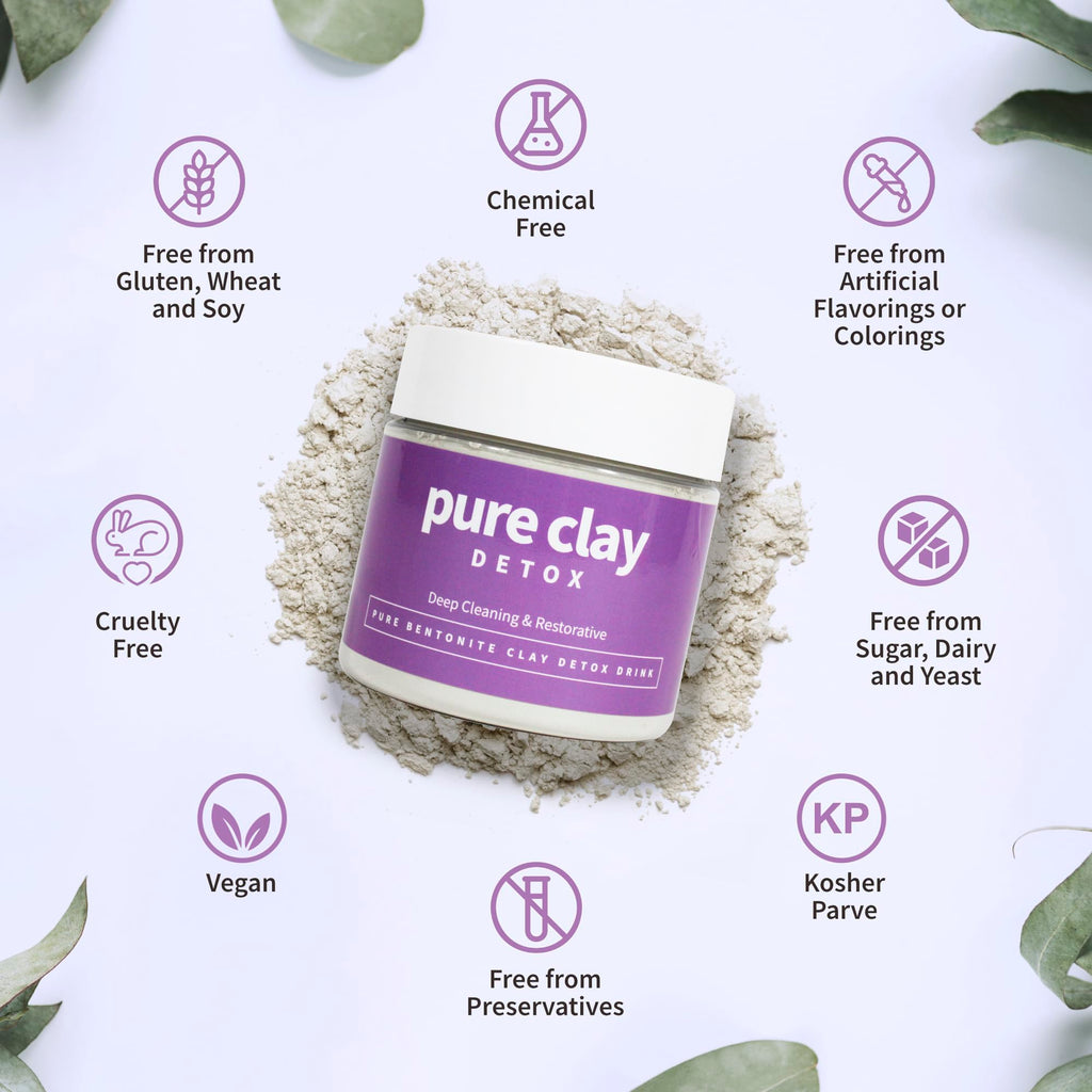 PURE CLAY Food Grade Organic Calcium Bentonite Clay Powder – Internal & External Cleansing, 16 oz
