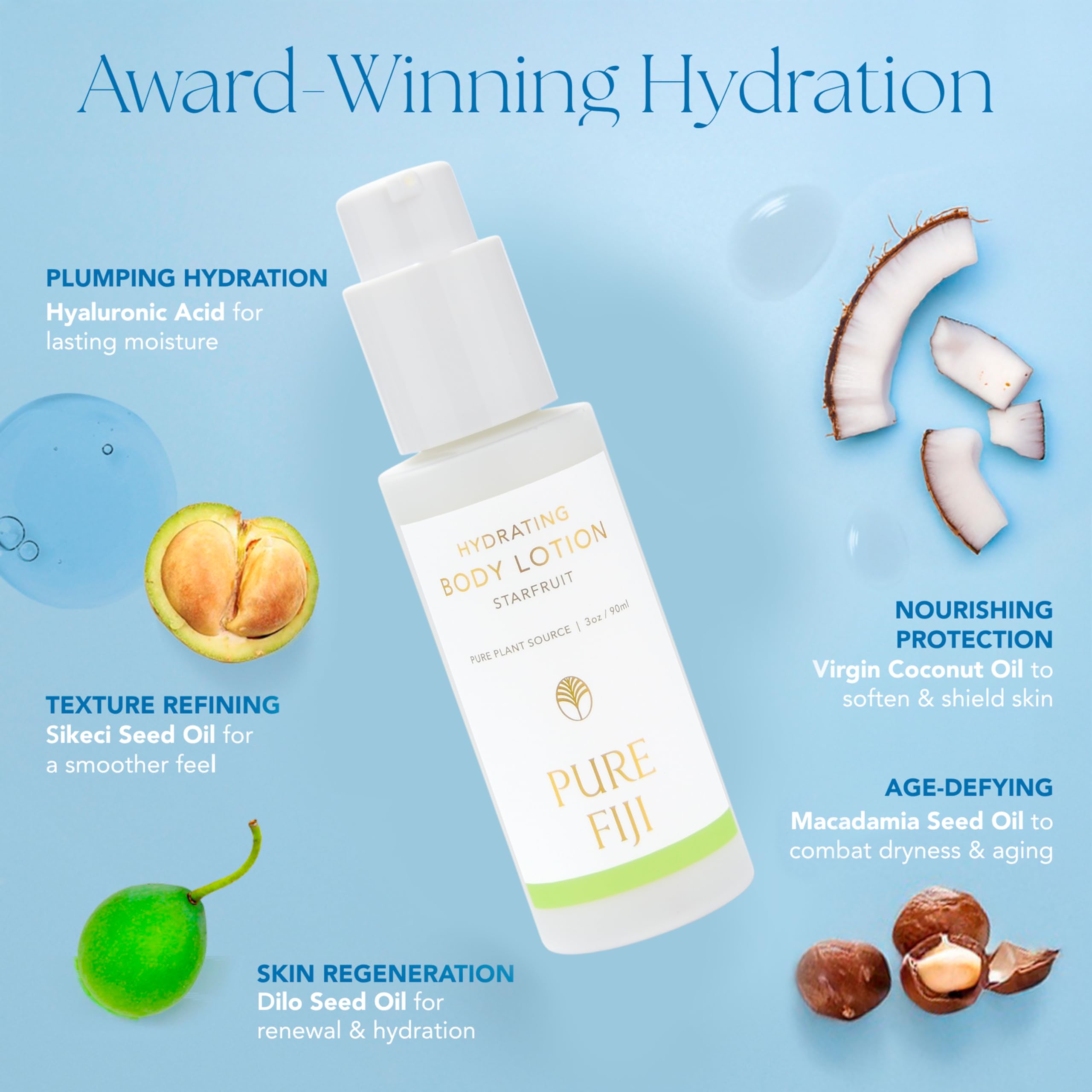 PURE FIJI Hydrating Body Lotion Travel Size - Starfruit (3oz/90ml)