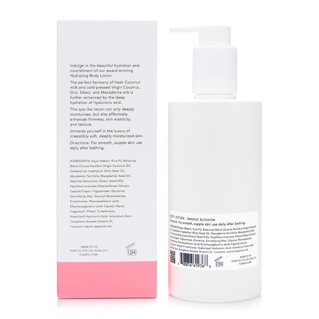 PURE FIJI Hydrating Body Lotion – Orange Blossom, Lightweight Moisturizer with Hyaluronic Acid