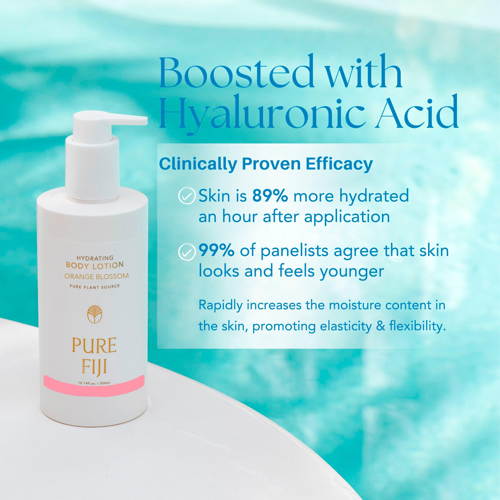 PURE FIJI Hydrating Body Lotion – Orange Blossom, Lightweight Moisturizer with Hyaluronic Acid