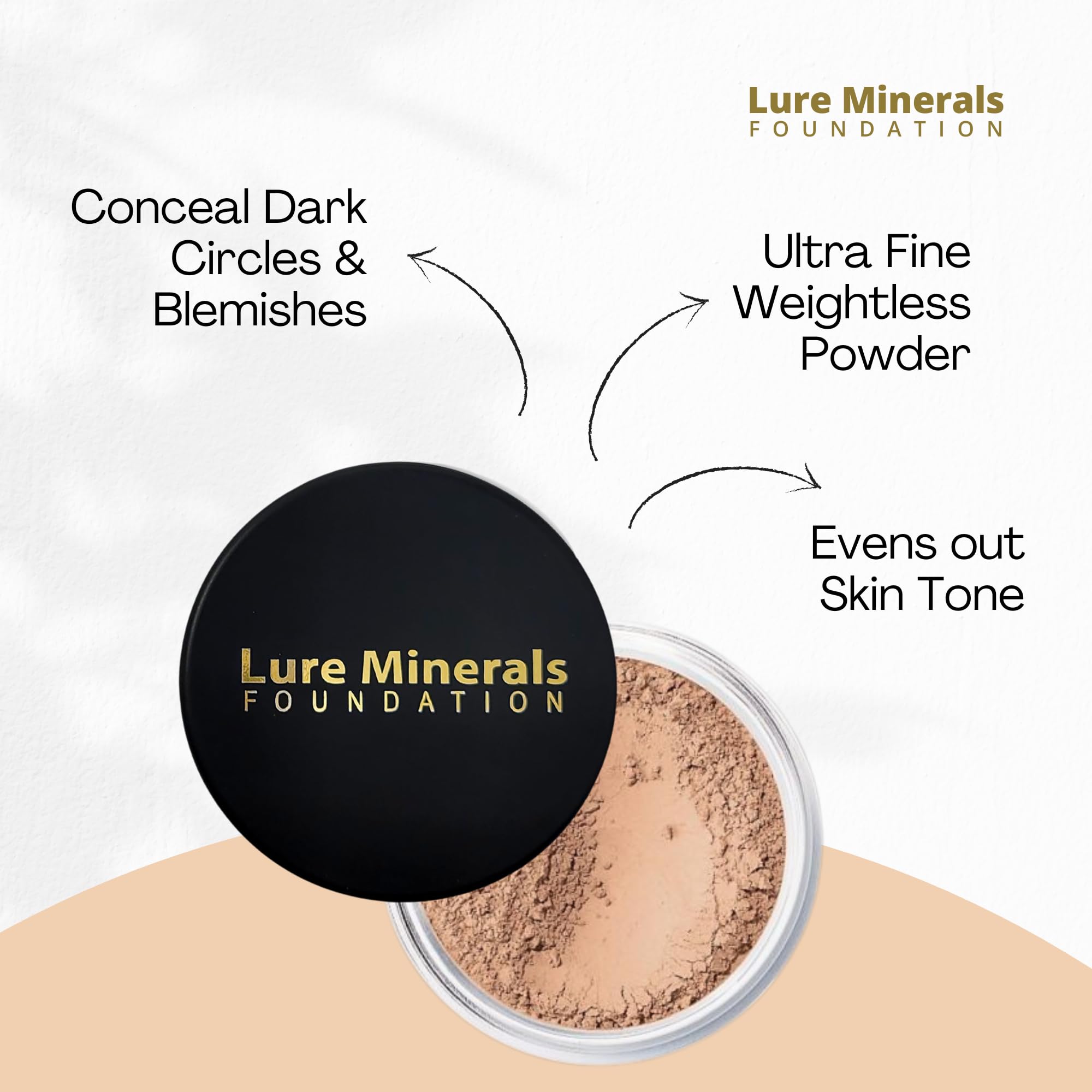 Pure Minerals ASC Lure Mineral Foundation Loose Powder 8g Sifter Jar – Free of Harmful Ingredients