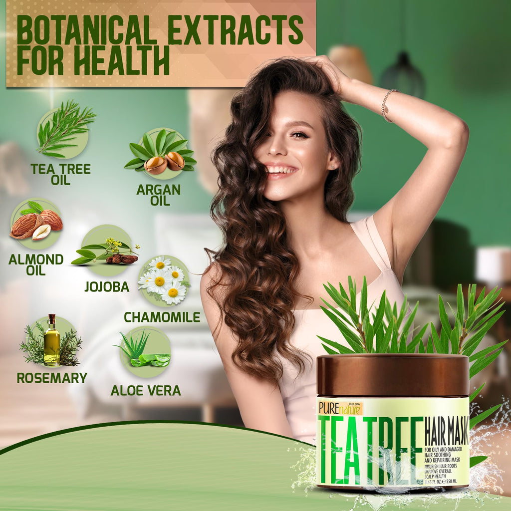 Pure Nature Lux Spa Tea Tree Oil Hair Mask – Deep Conditioning for Dry, Damaged Hair & Itchy Scalp