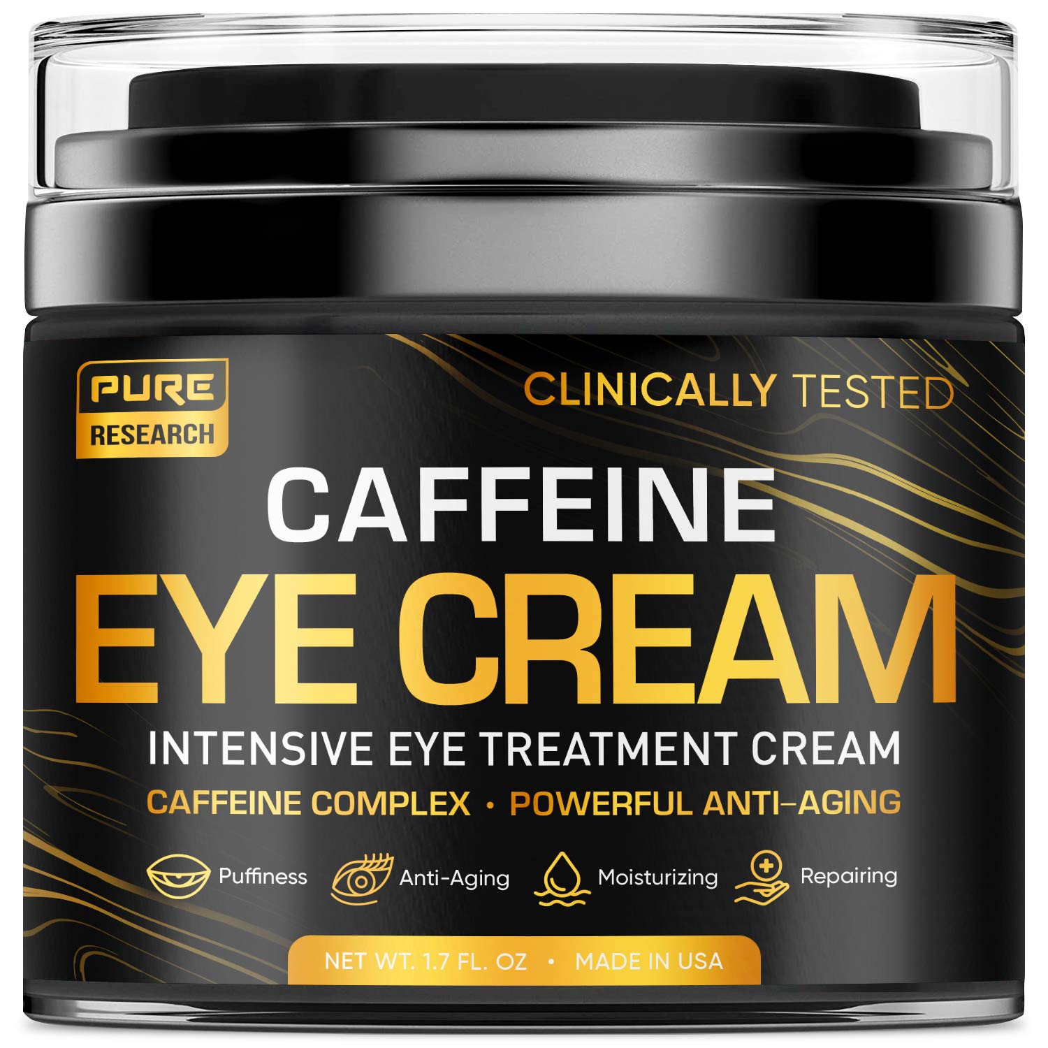 PURE RESEARCH Caffeine Eye Cream – Anti-Aging, Dark Circles & Puffiness (1.7 oz)