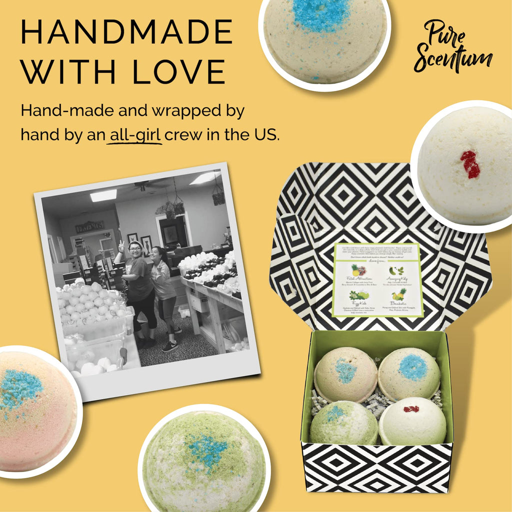 Pure Scentum Bombceutical Bath Bomb Set – Nourishing Kale, Seaweed, Collagen & Probiotic for Women