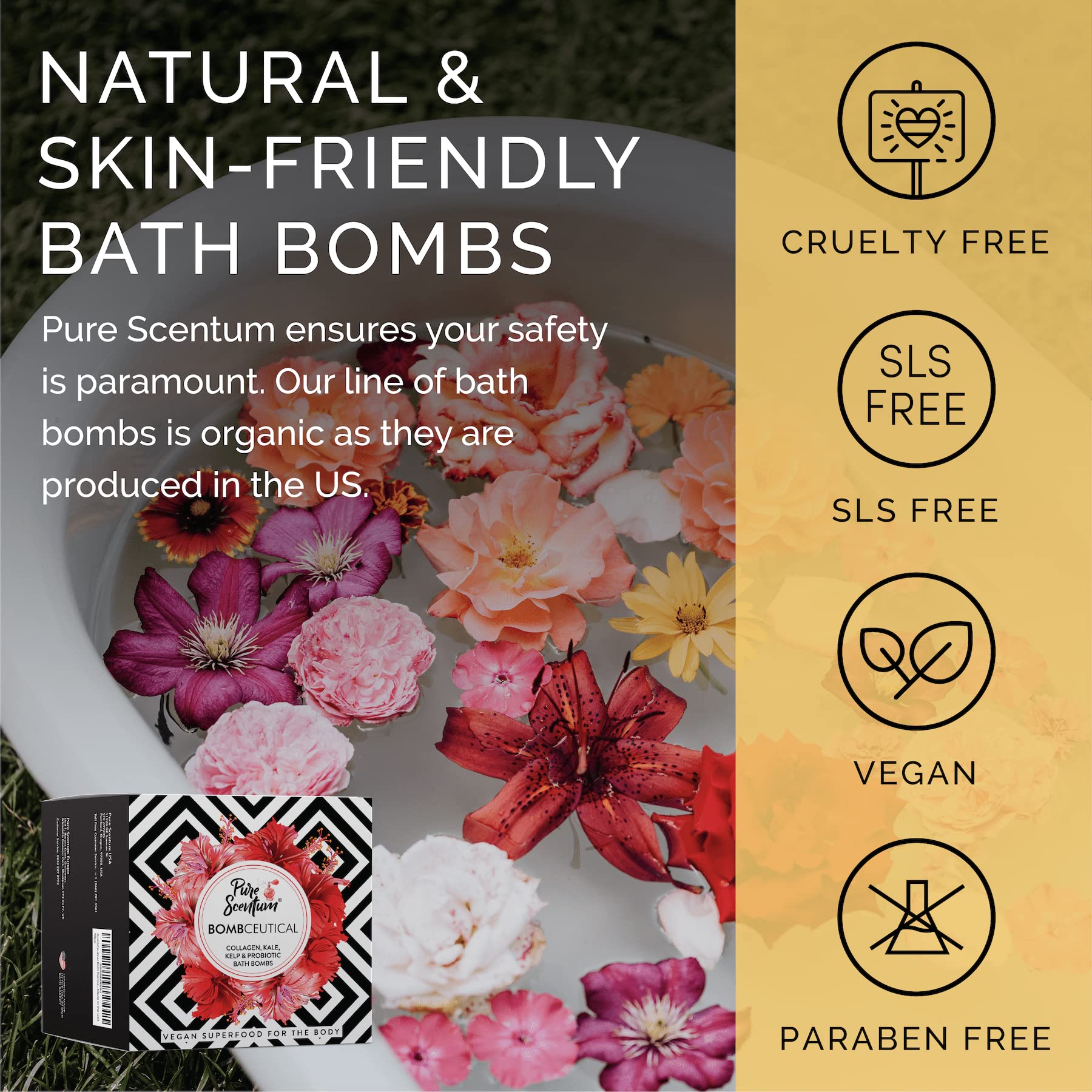 Pure Scentum Bombceutical Bath Bomb Set – Nourishing Kale, Seaweed, Collagen & Probiotic for Women