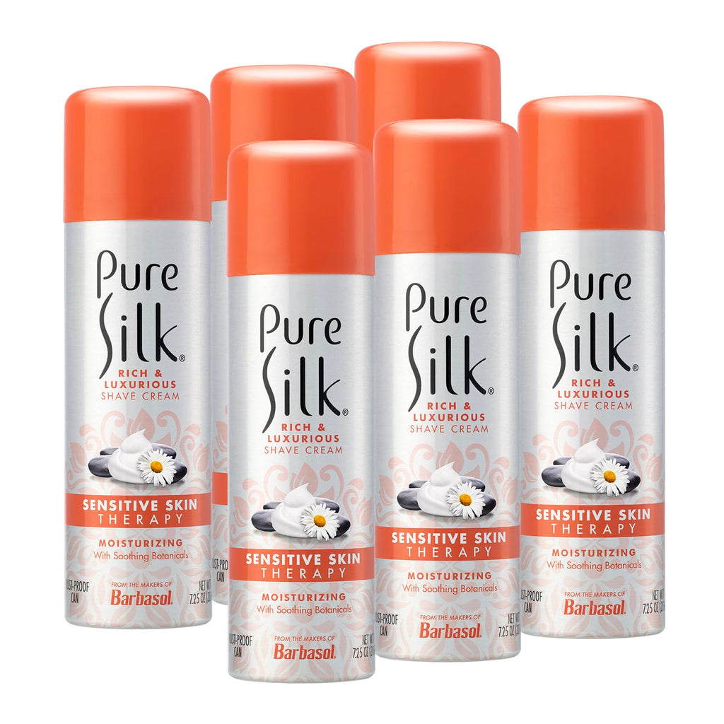 Pure Silk Sensitive Skin Spa Therapy Shave Cream for Women – 7.25 oz, Pack of 6