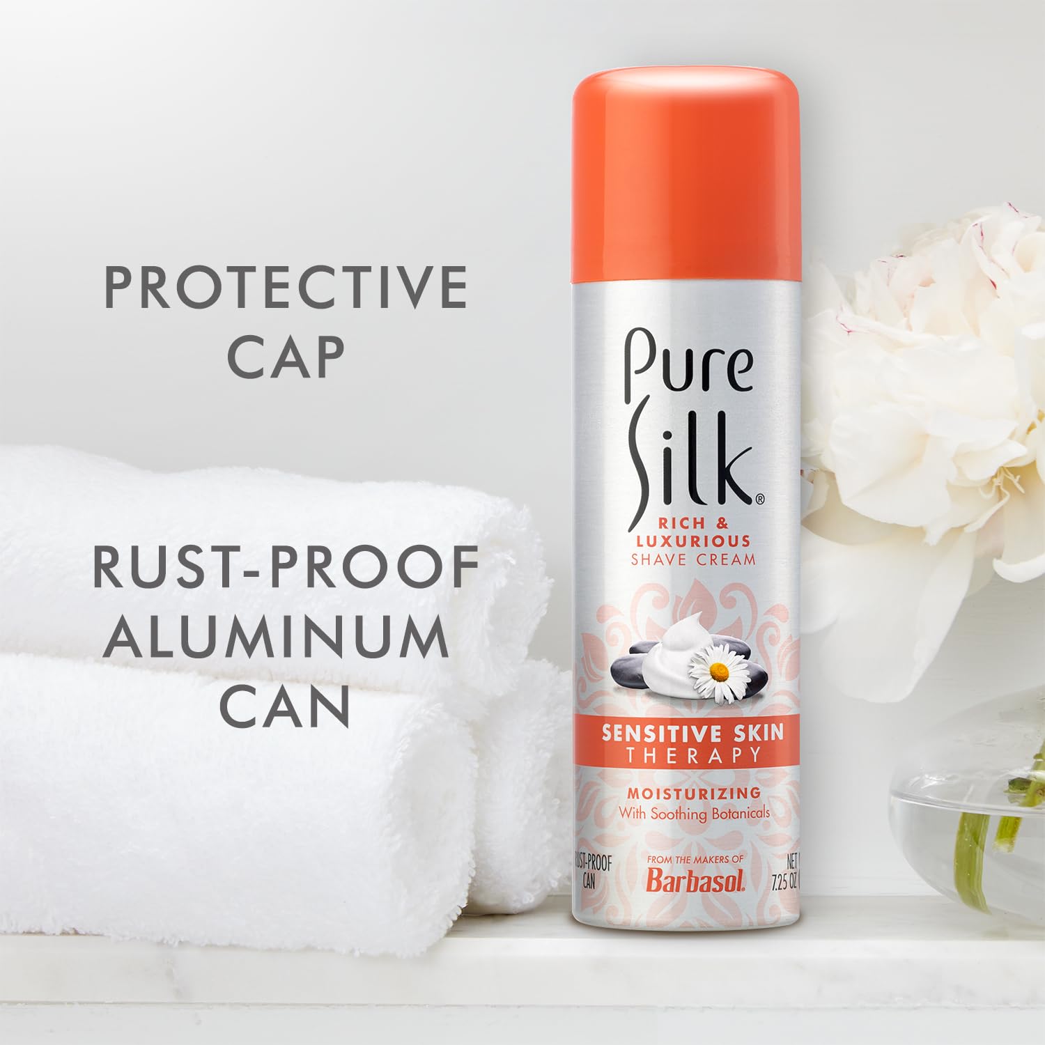 Pure Silk Sensitive Skin Spa Therapy Shave Cream for Women – 7.25 oz, Pack of 6