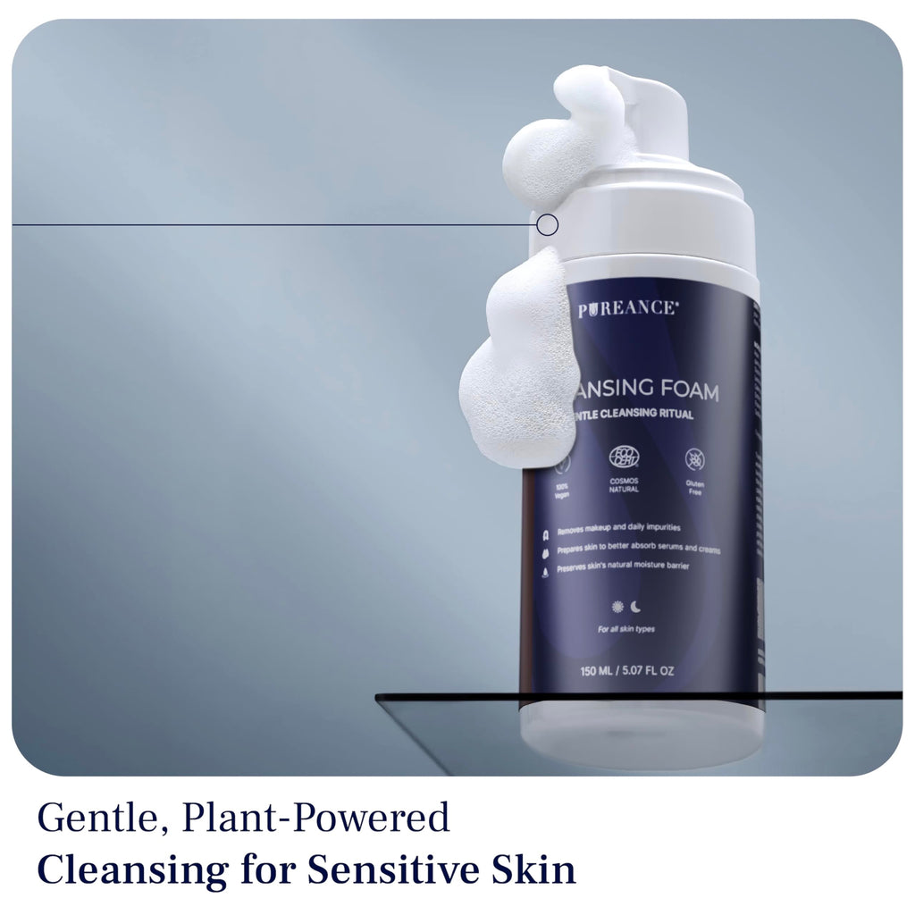 PUREANCE Cleansing Foam – Gentle Foaming Face Wash for Sensitive Skin with Calendula, Chamomile, Lactic Acid | 5.07 fl oz