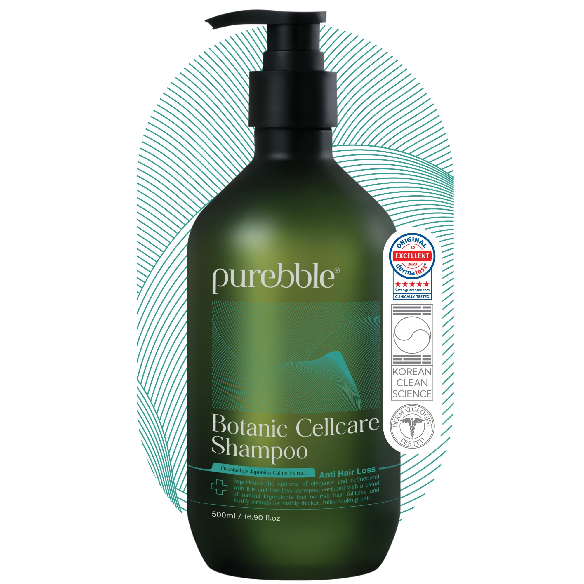 PUREBBLE Anti-Hair Loss Shampoo Botanic Cellcare 500ml – pH Balanced, Sulfate-Free, Color-Safe