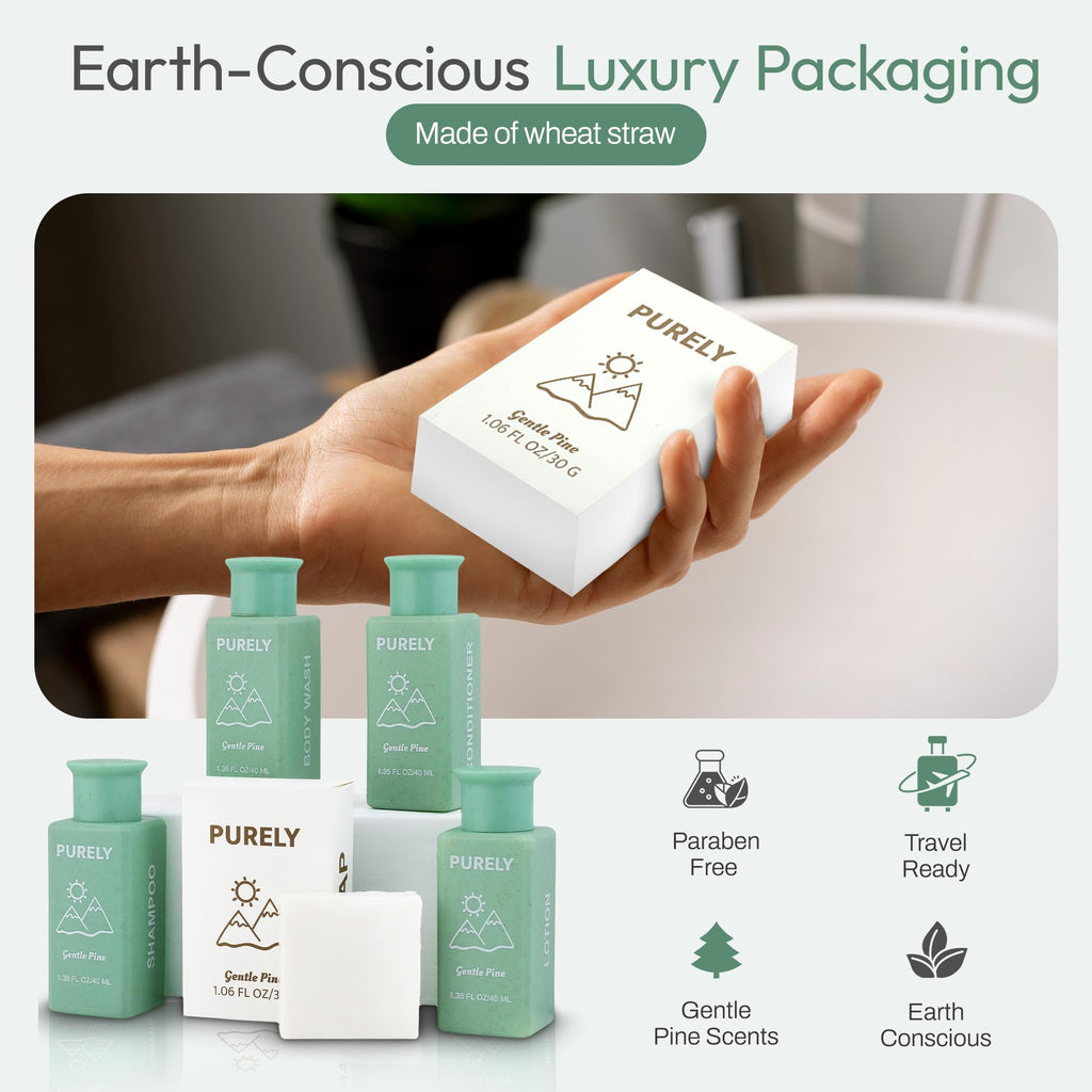 Purely 150-Piece Bulk Travel Toiletries Set – Airbnb & Hotel Essentials, 1.3 oz Bottles