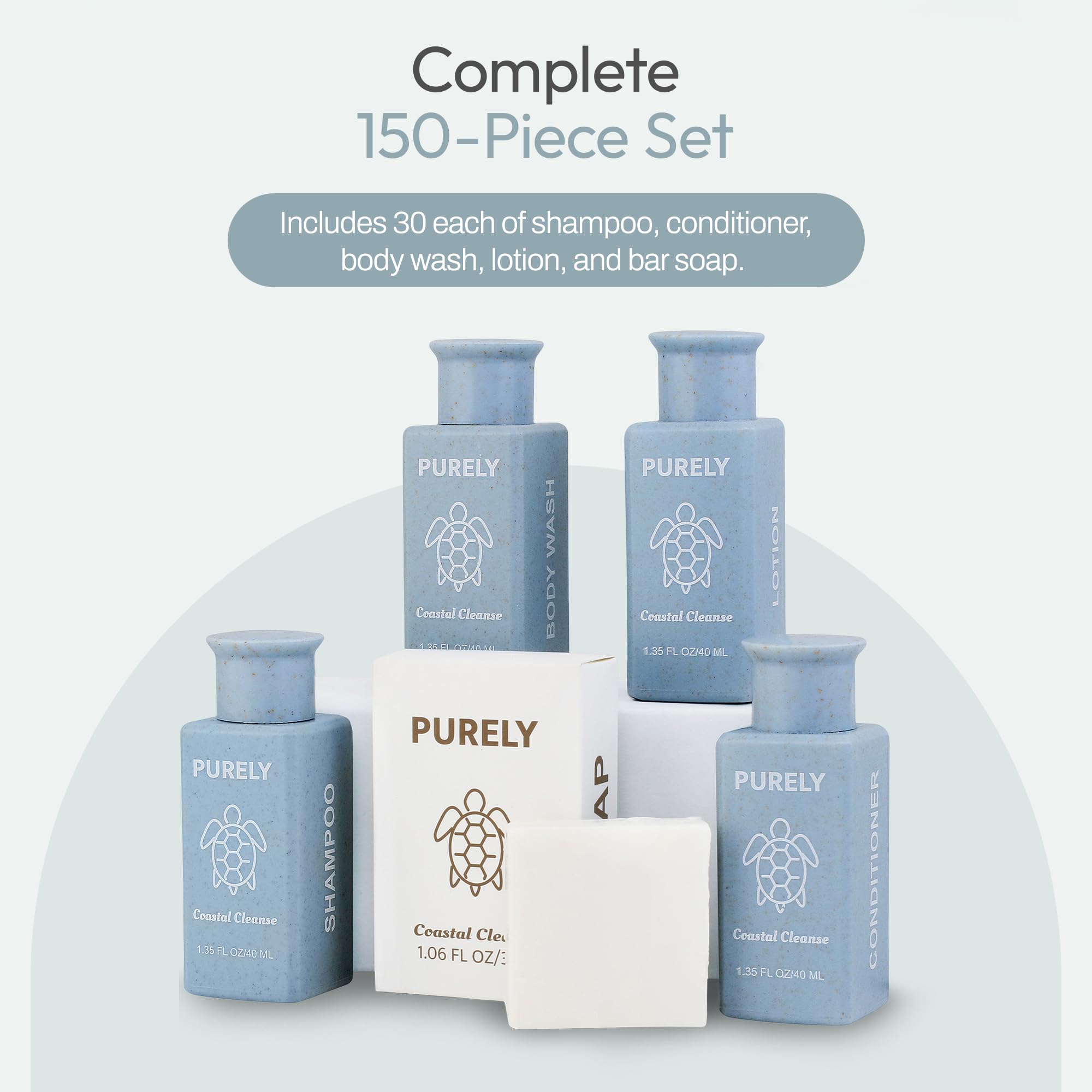 Purely 150-Piece Hotel Toiletries Bulk Set — Airbnb & Hospitality Essentials