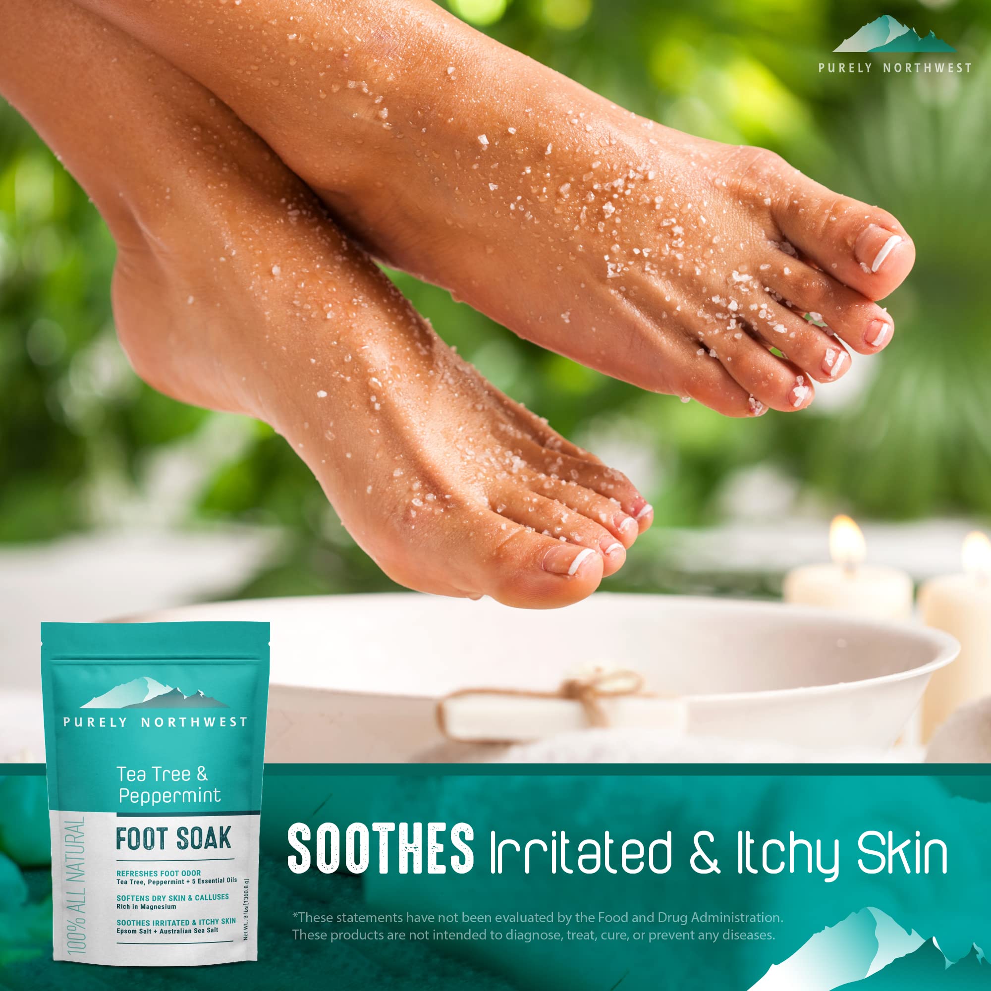 Purely Northwest 3 Lbs Tea Tree & Peppermint Foot Soak – MSM & Epsom Salt