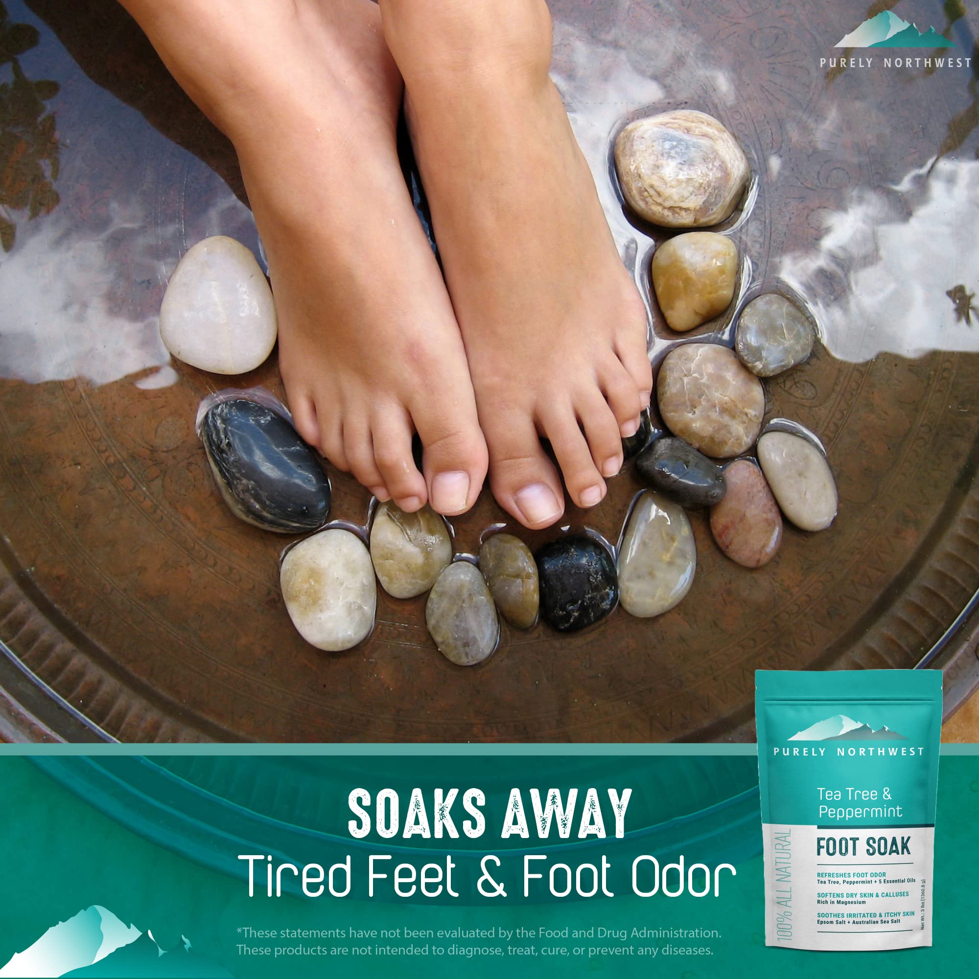 Purely Northwest 3 Lbs Tea Tree & Peppermint Foot Soak – MSM & Epsom Salt